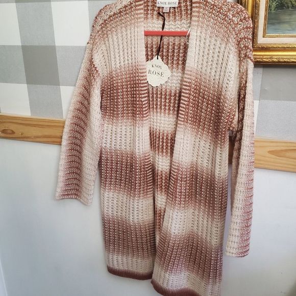 Knox Rose Sweaters - Knox rose cardigan sweater size medium nwt pink strip chunky knit